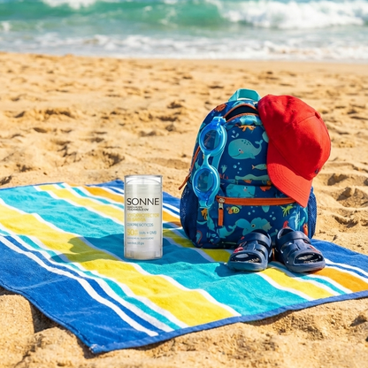 Práctico protector solar invisible en barra 50+ resistente al agua y sudor