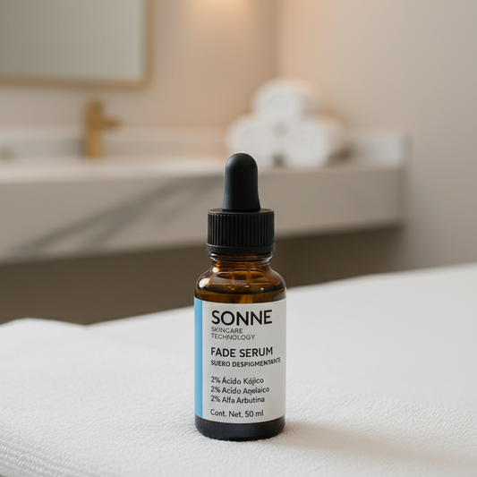 Ingredientes activos Fade Serum: ácido kójico 2%, ácido azelaico 2% y alfa arbutina 2% sin hidroquinona