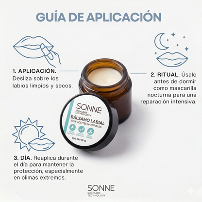 Guía de uso del bálsamo labial Sonne: aplicación diaria para protección en climas extremos y uso como mascarilla nocturna para reparación intensa