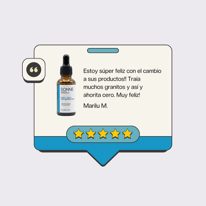 Testimonio de Marilu M. sobre el cambio en su piel tras usar el Perfect Serum de Sonne para eliminar granitos e imperfecciones.